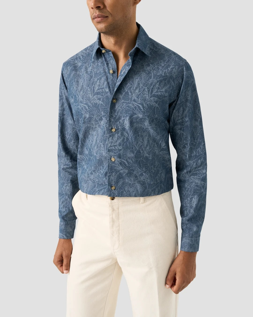 Eton Floral Indigo Dyed Denim shirt