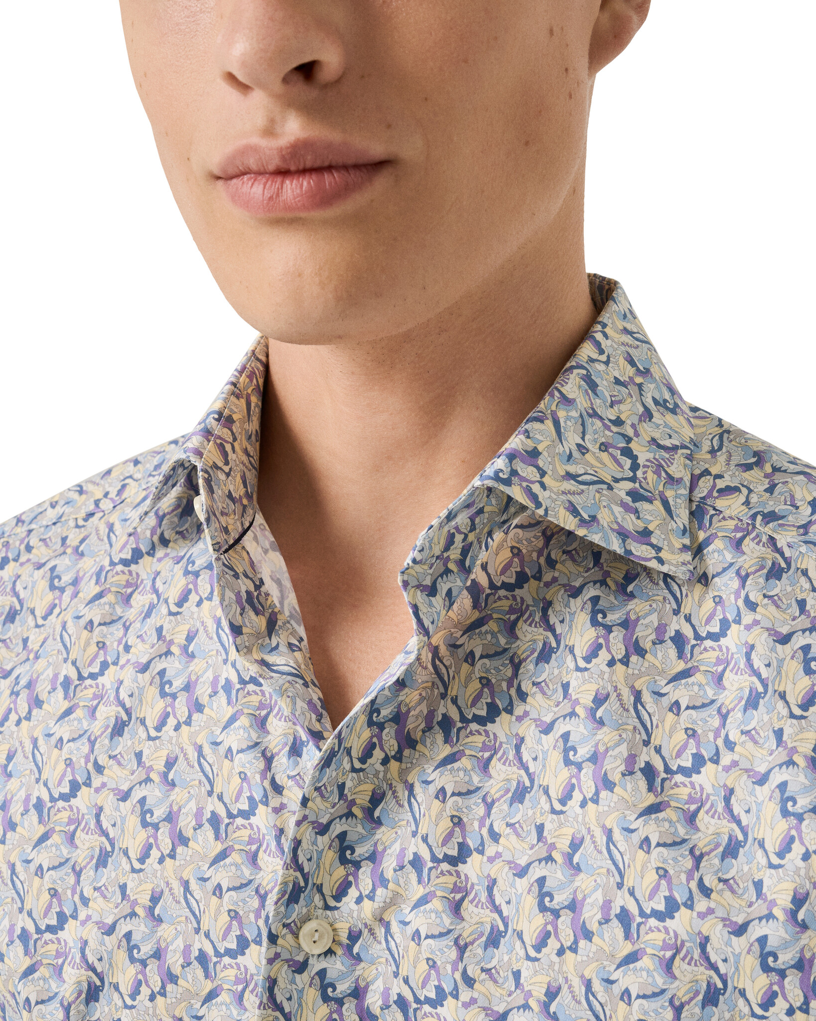 Eton Purple Motif Signature Twill Shirt