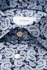 Eton Blue Paisley Print Twill Shirt
