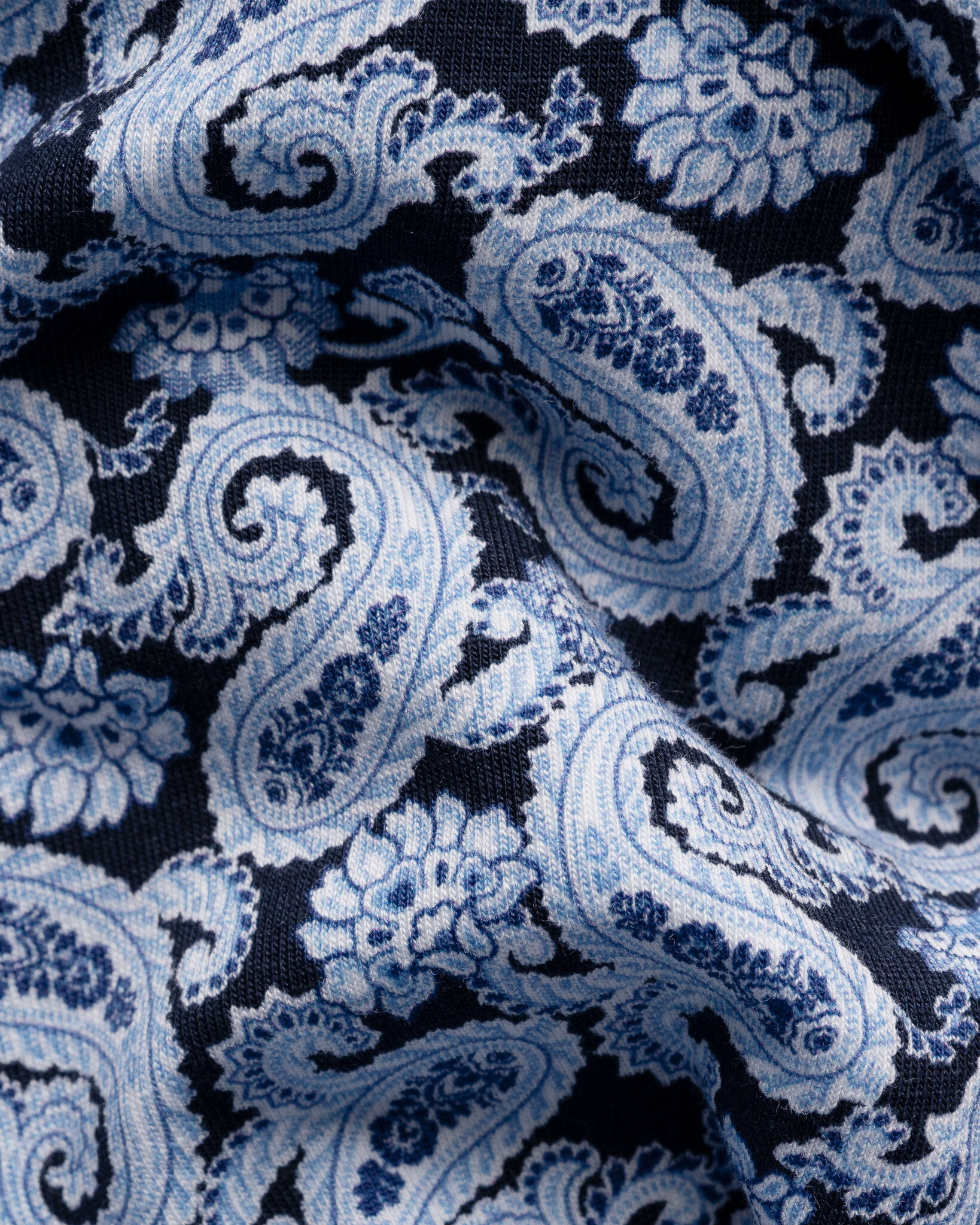 Eton Blue Paisley Print Twill Shirt