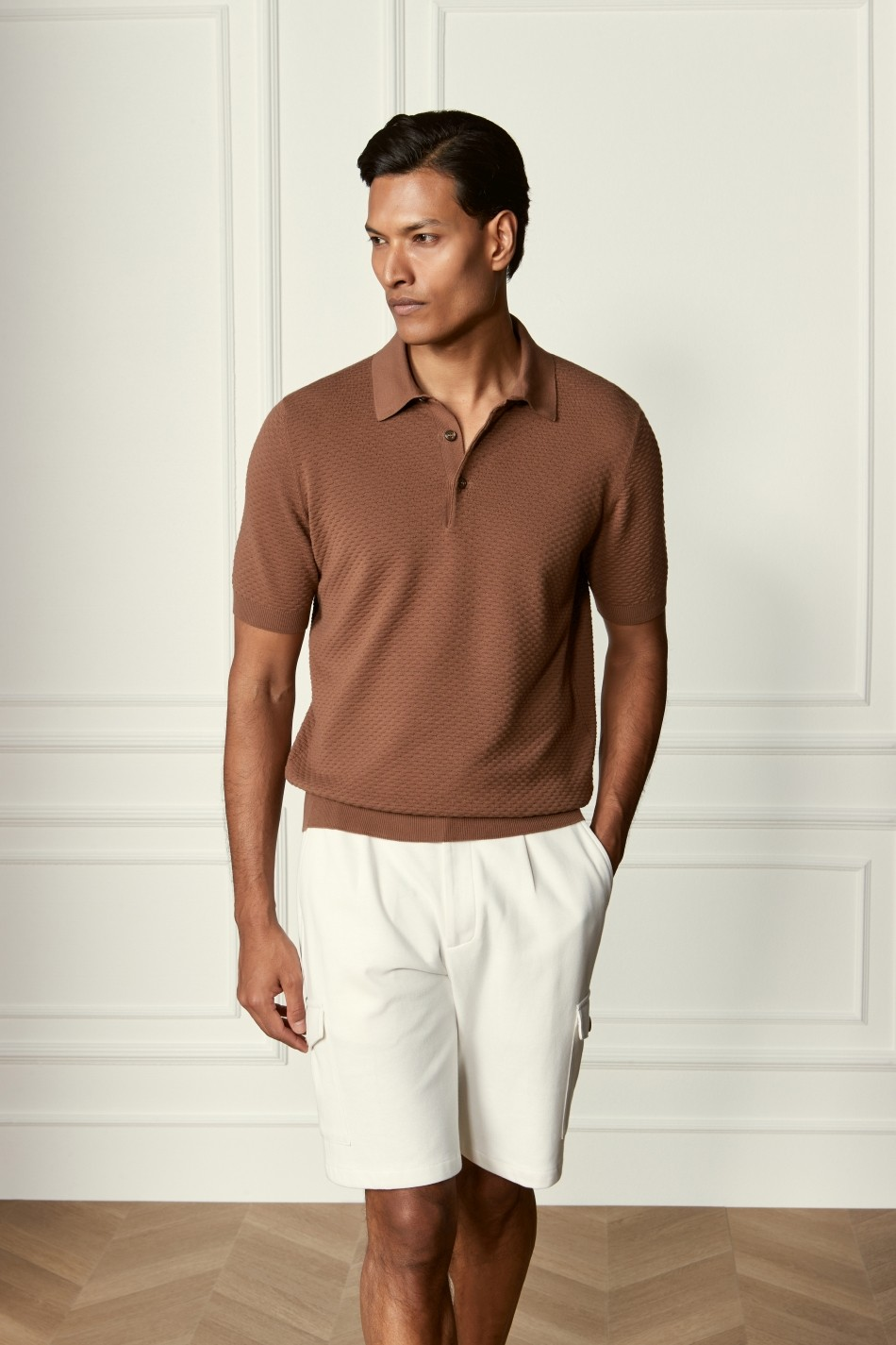 Gran Sasso Textured Popcorn Knitted Polo