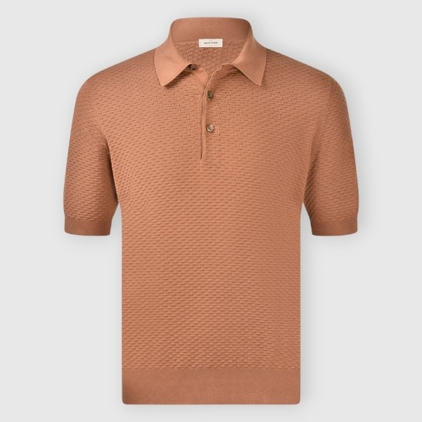 Gran Sasso Textured Popcorn Knitted Polo