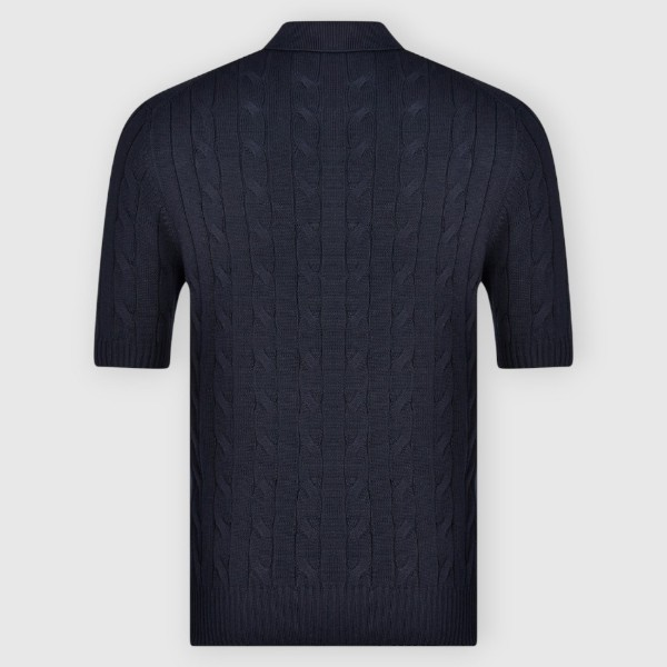 Gran Sasso Ribbed and Cable Knit Polo
