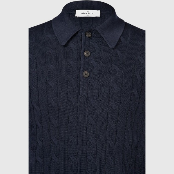 Gran Sasso Ribbed and Cable Knit Polo