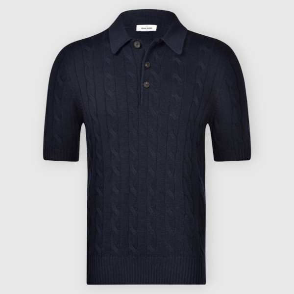 Gran Sasso Ribbed and Cable Knit Polo