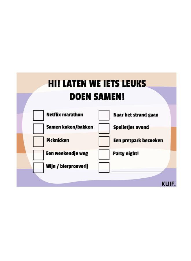 KUIF, KAART HI LATEN WE IETS LEUKS DOEN, LILA