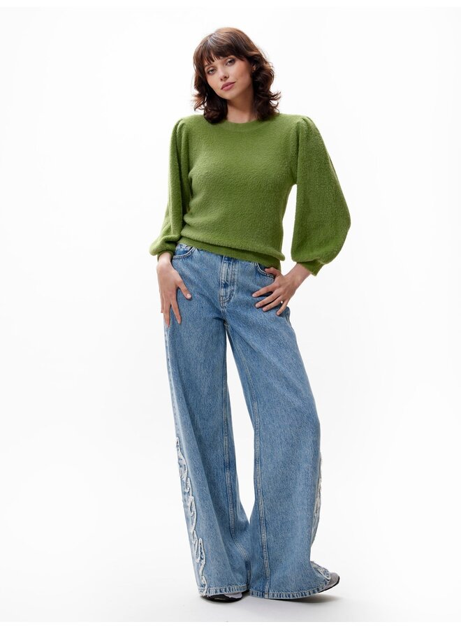 FUZZY PUFF SLEEVE KNIT