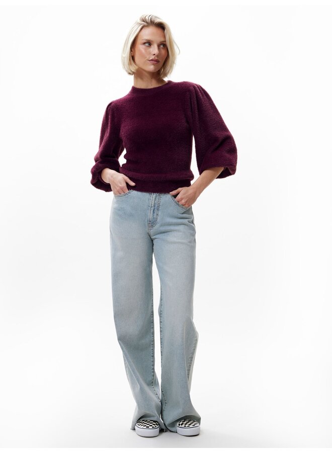 FUZZY PUFF SLEEVE KNIT