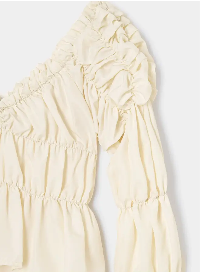 SADIE ECRU RUCHED BLOUSE