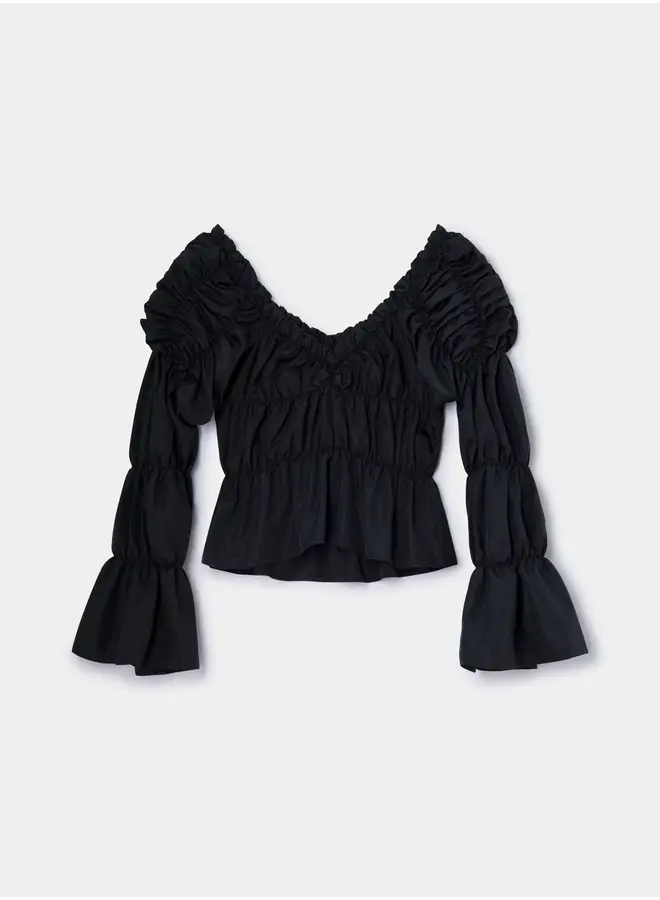 SADIE BLACK RUCHED BLOUSE