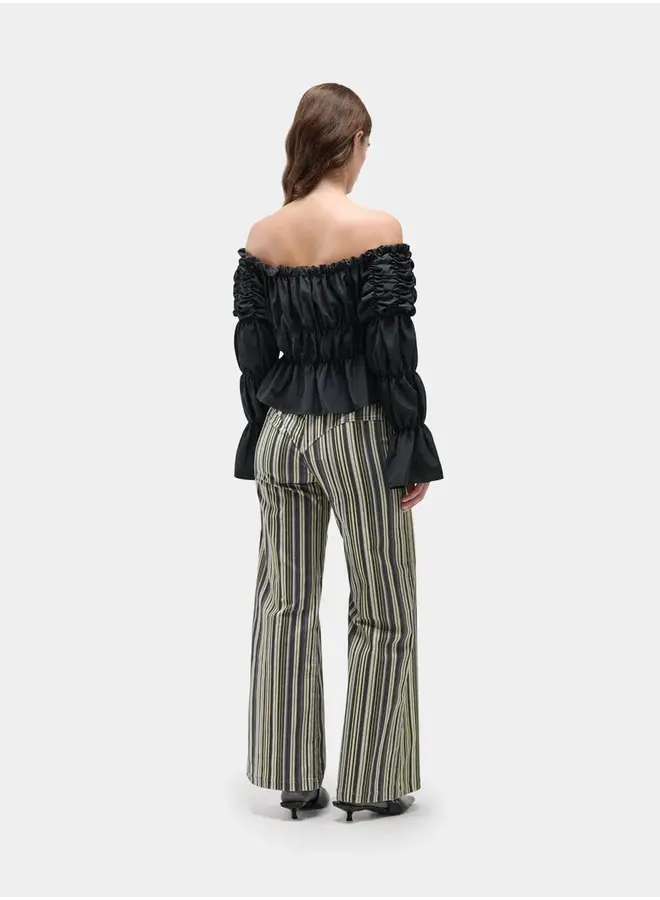 SADIE BLACK RUCHED BLOUSE