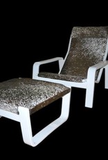 Designer Sessel mit Hocker bespannt mit echten Ngunifell