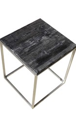 Flamed Wood Coffee Table Side Table Cube