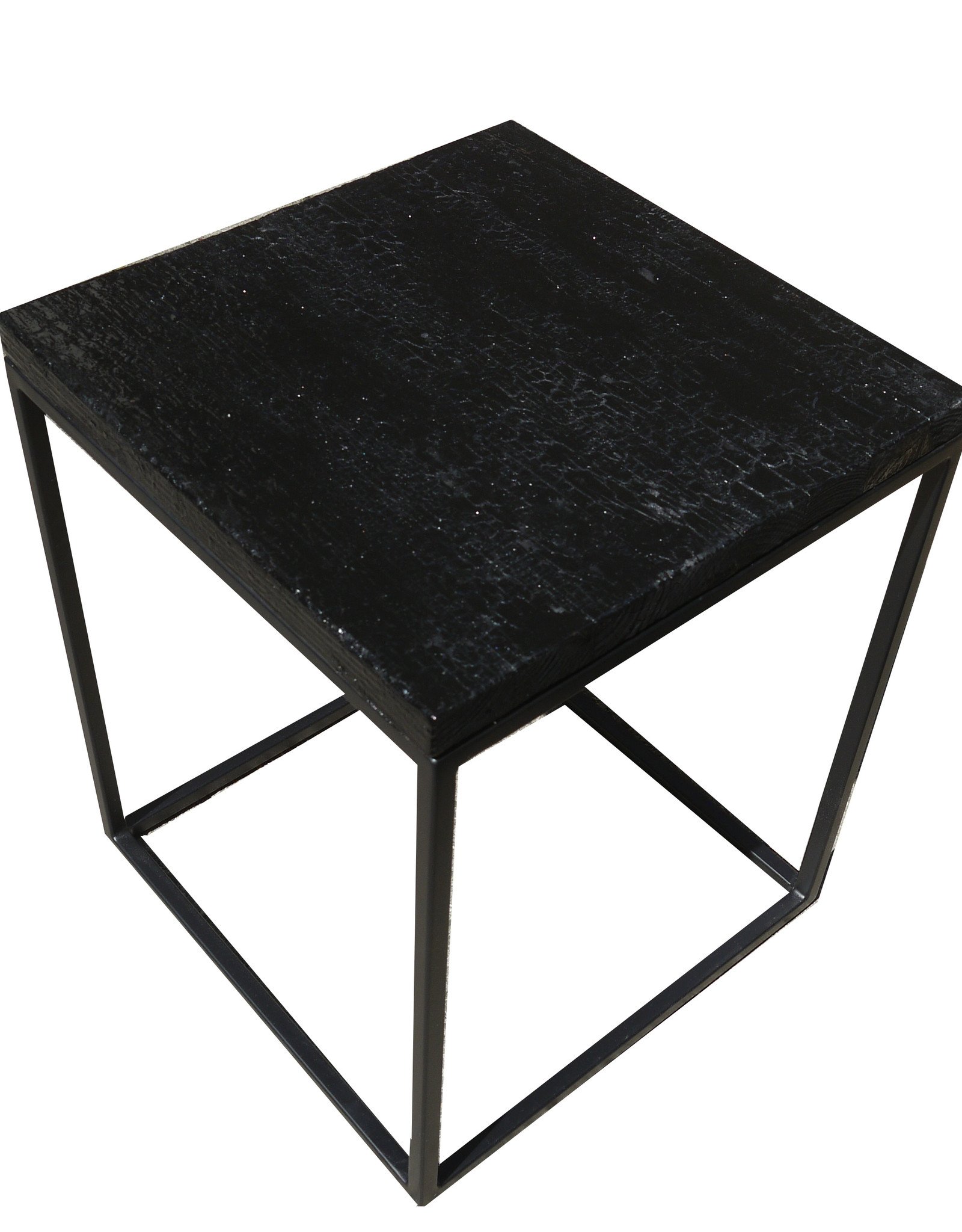 Flamed Wood Coffee Table Side Table Cube Croco