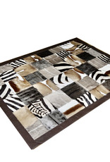 Fur rug made from genuine African wild animal skins - with leather edging