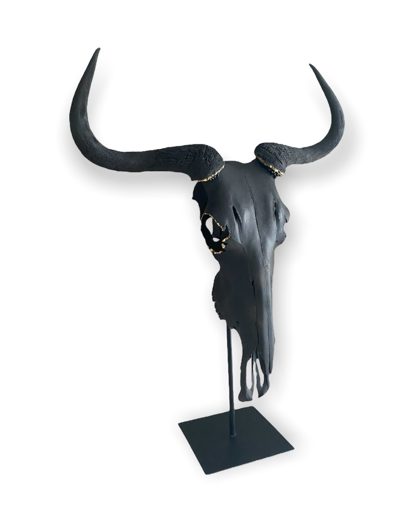 Black Gnu, noble table sculpture in matt black