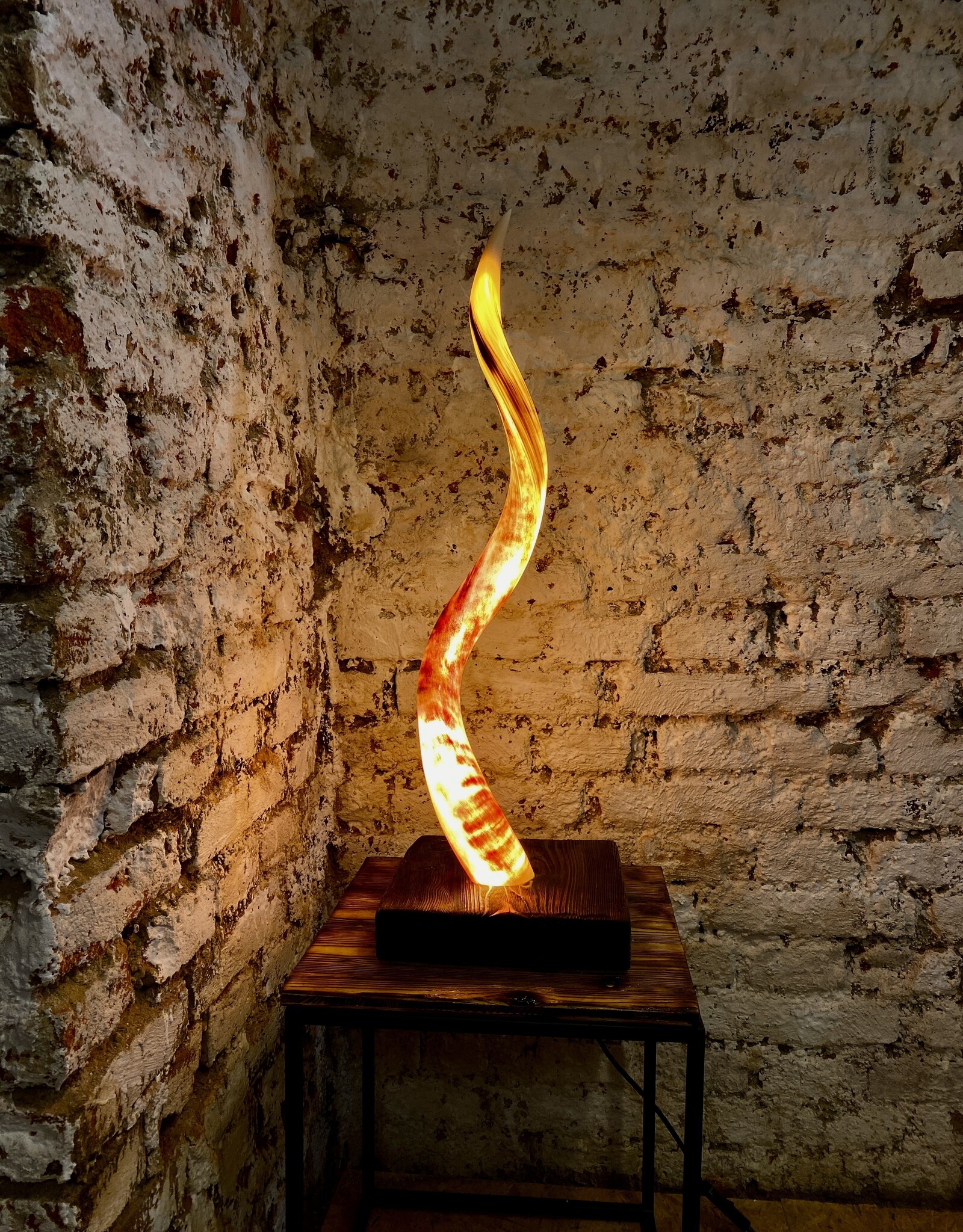 Admire this enchanting lamp crafted from an Kudu Horn - Zebra-Zebra