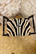 Zebra stool Elegant in Chippendale style made of real zebra hide with armrest