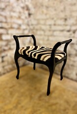 Zebra stool Elegant in Chippendale style made of real zebra hide with armrest