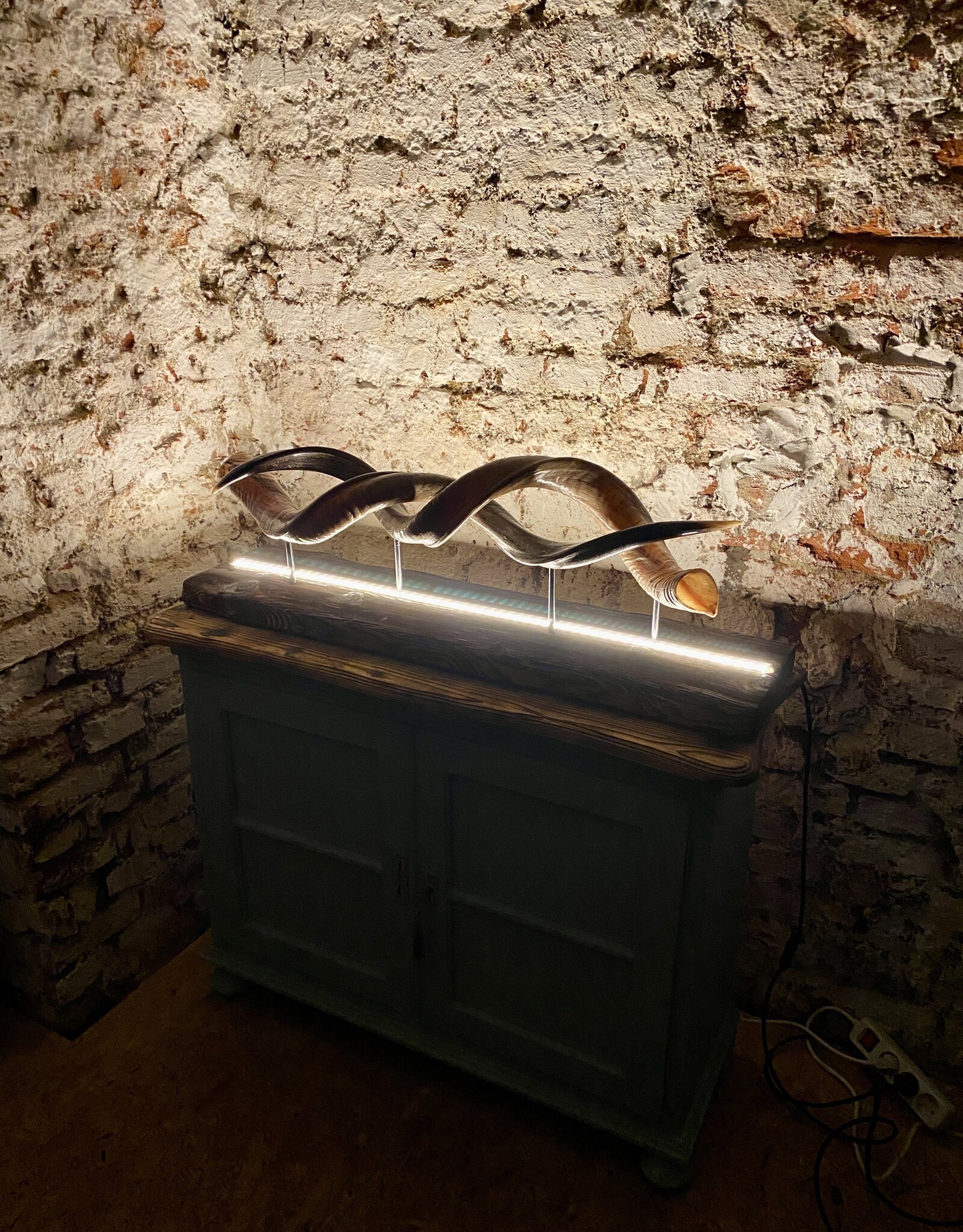 Handcrafted Kudu Horn Table Sculpture – Unique Exotic Design with LED Lighting