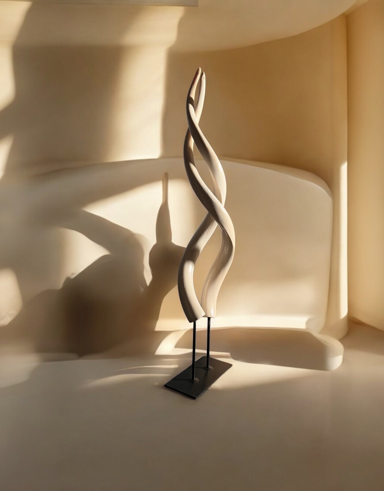 Kudu horn sculpture white, like ivory - Copy