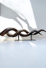 Kuduhorn teilgeschliffen doppelt auf Metallstand -