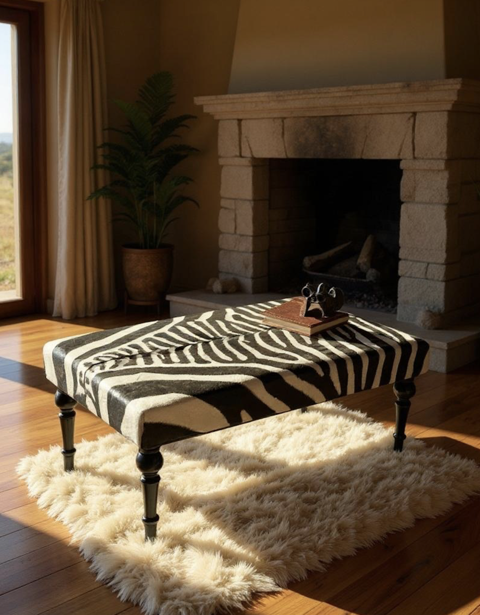 Zebra skin stool BIG CLASSIC, delivery time 4-8 weeks.