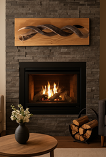 Sculpture made of natural colored kudu horns partially sanded on flamed wood Natural. Harmonious. Timeless.