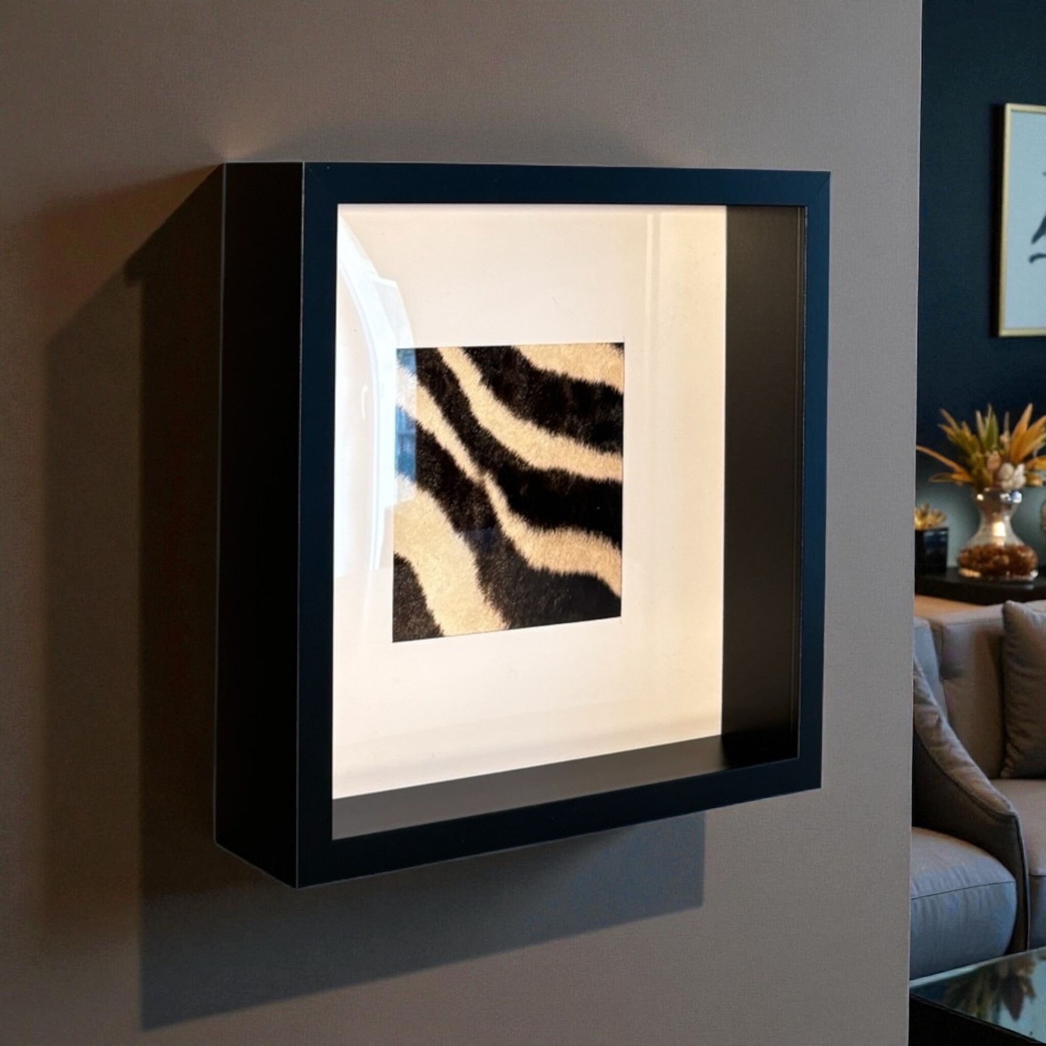 Black Frame with Genuine Zebra Hide – Elegant & Unique - Zebra-Zebra