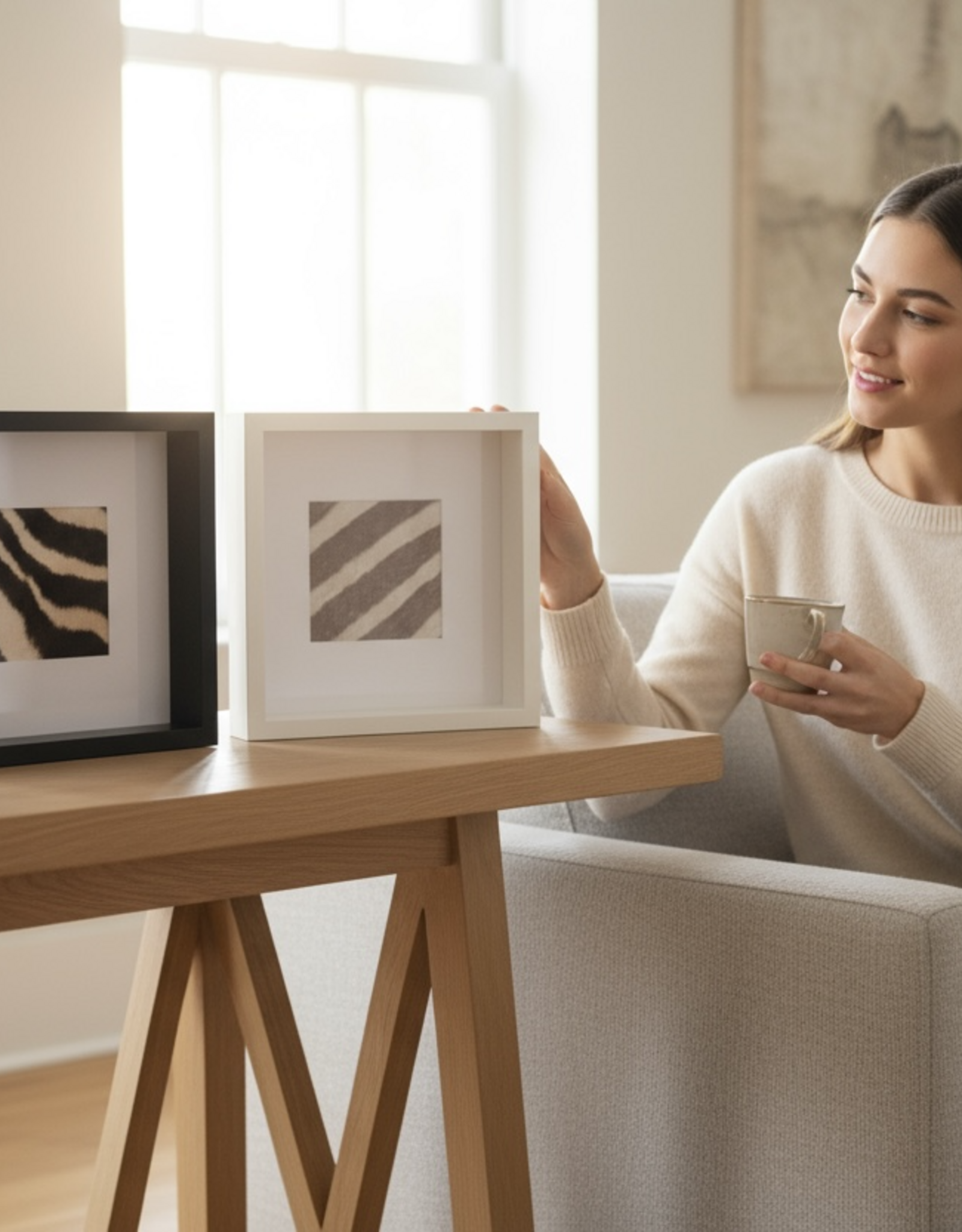 Black Frame with Genuine Zebra Hide – Elegant & Unique