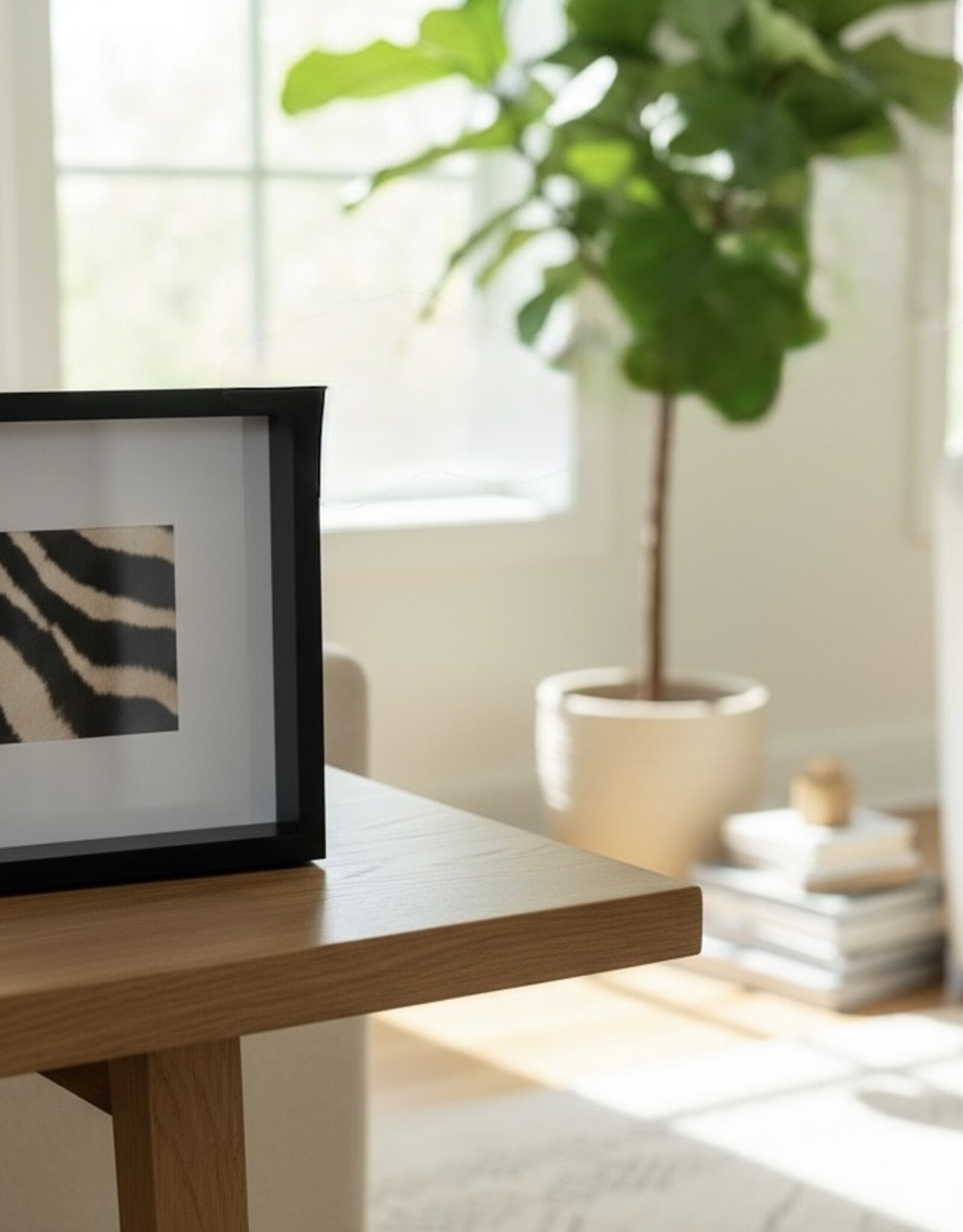 Schwarzer Bilderrahmen mit echtem Zebrafell – stilvoll & einzigartig 27cm x 27cm