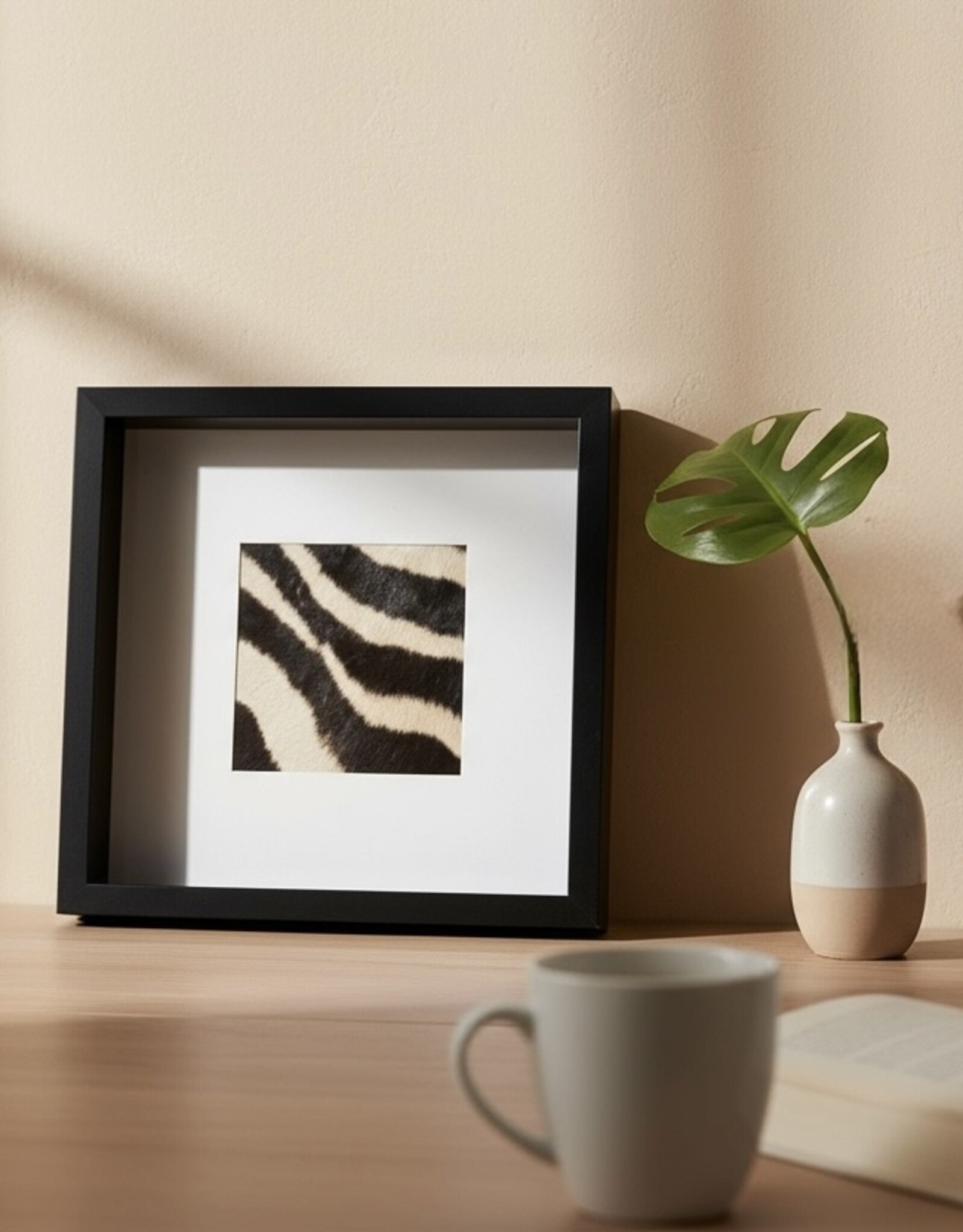 Black Frame with Genuine Zebra Hide – Elegant & Unique