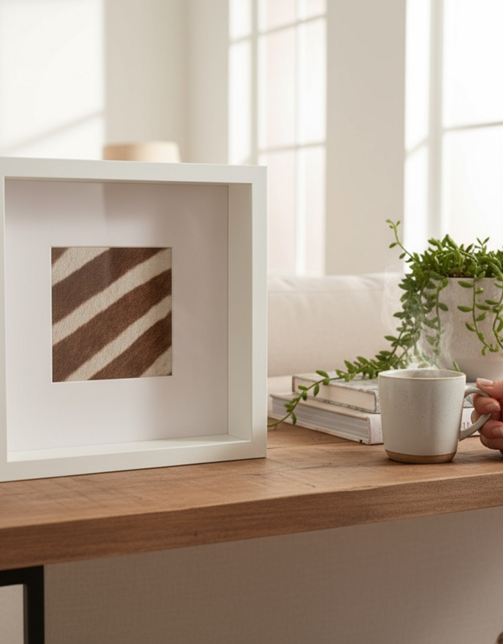 White Frame with Genuine Zebra Hide – Elegant & Unique - Copy