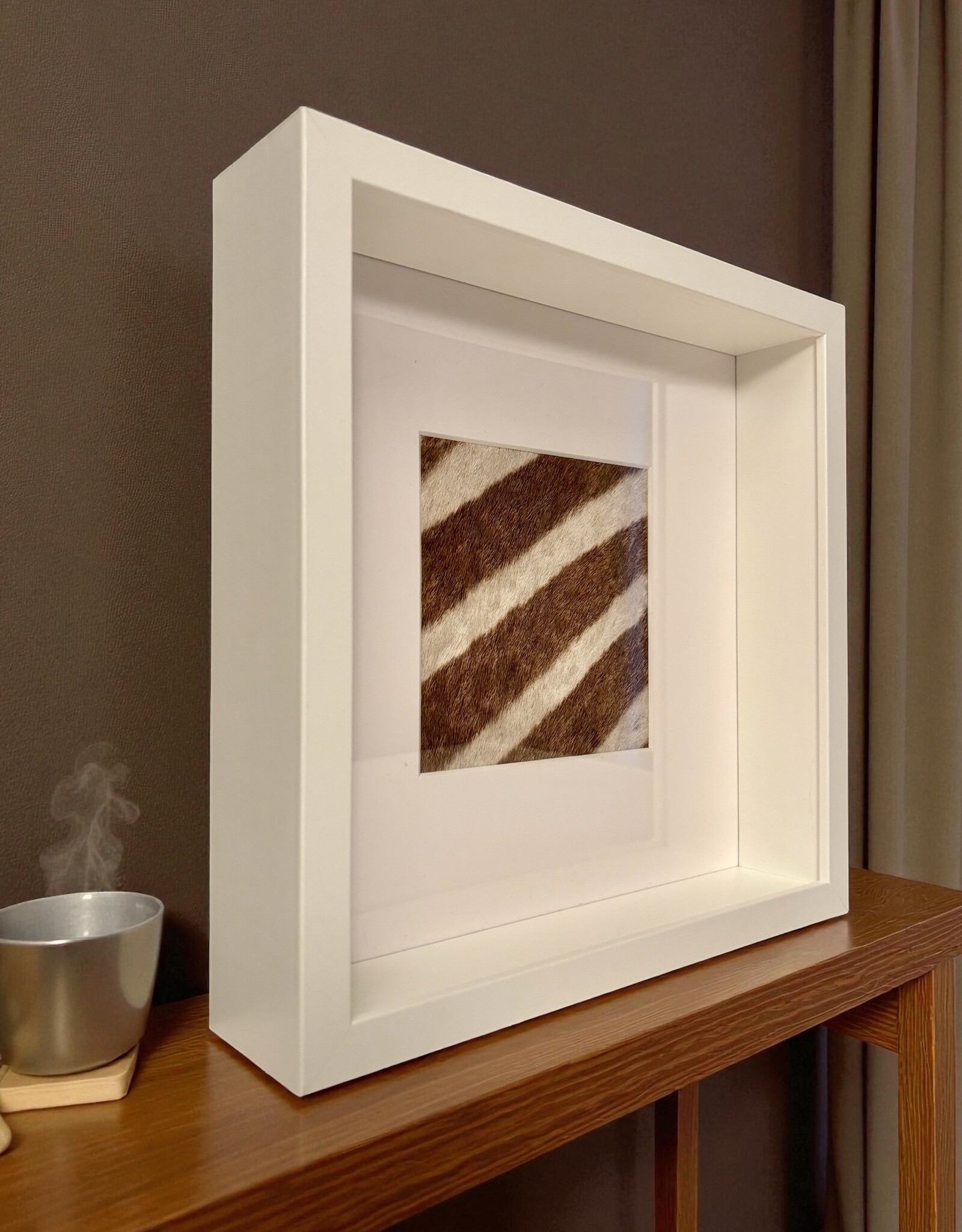 White Frame with Genuine Zebra Hide – Elegant & Unique - Copy