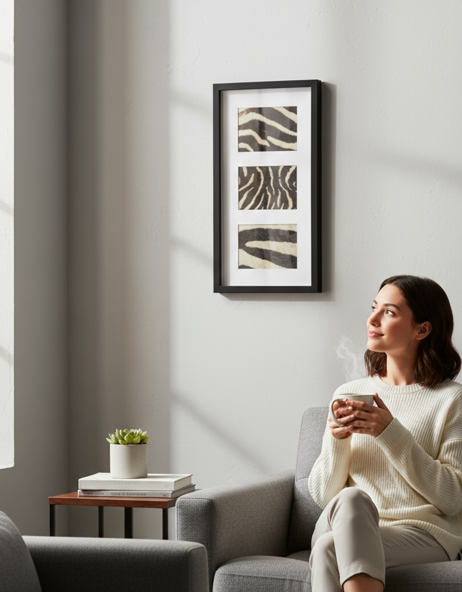 Black Frame with Genuine Zebra Hide – Elegant & Unique