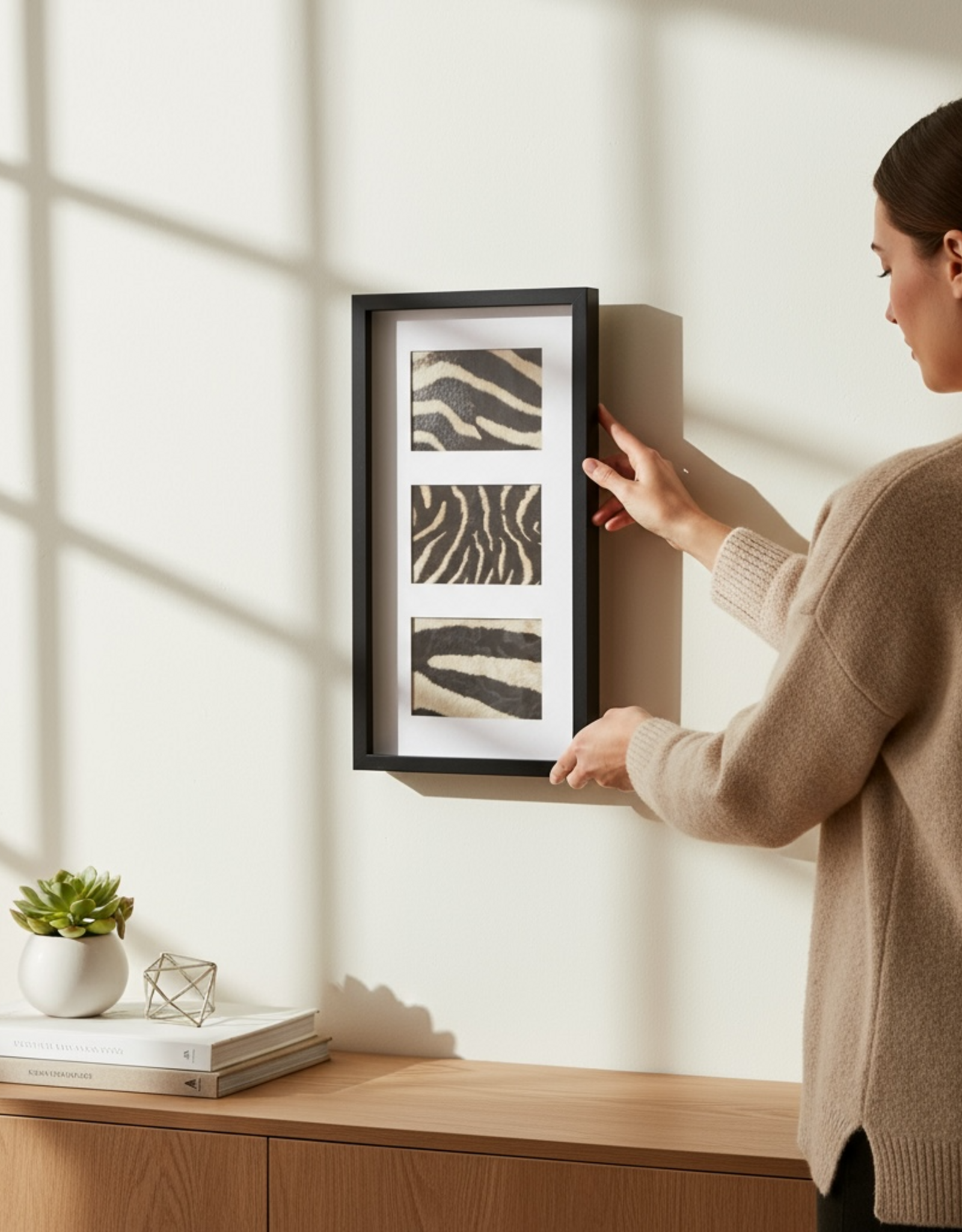 Black Frame with Genuine Zebra Hide – Elegant & Unique
