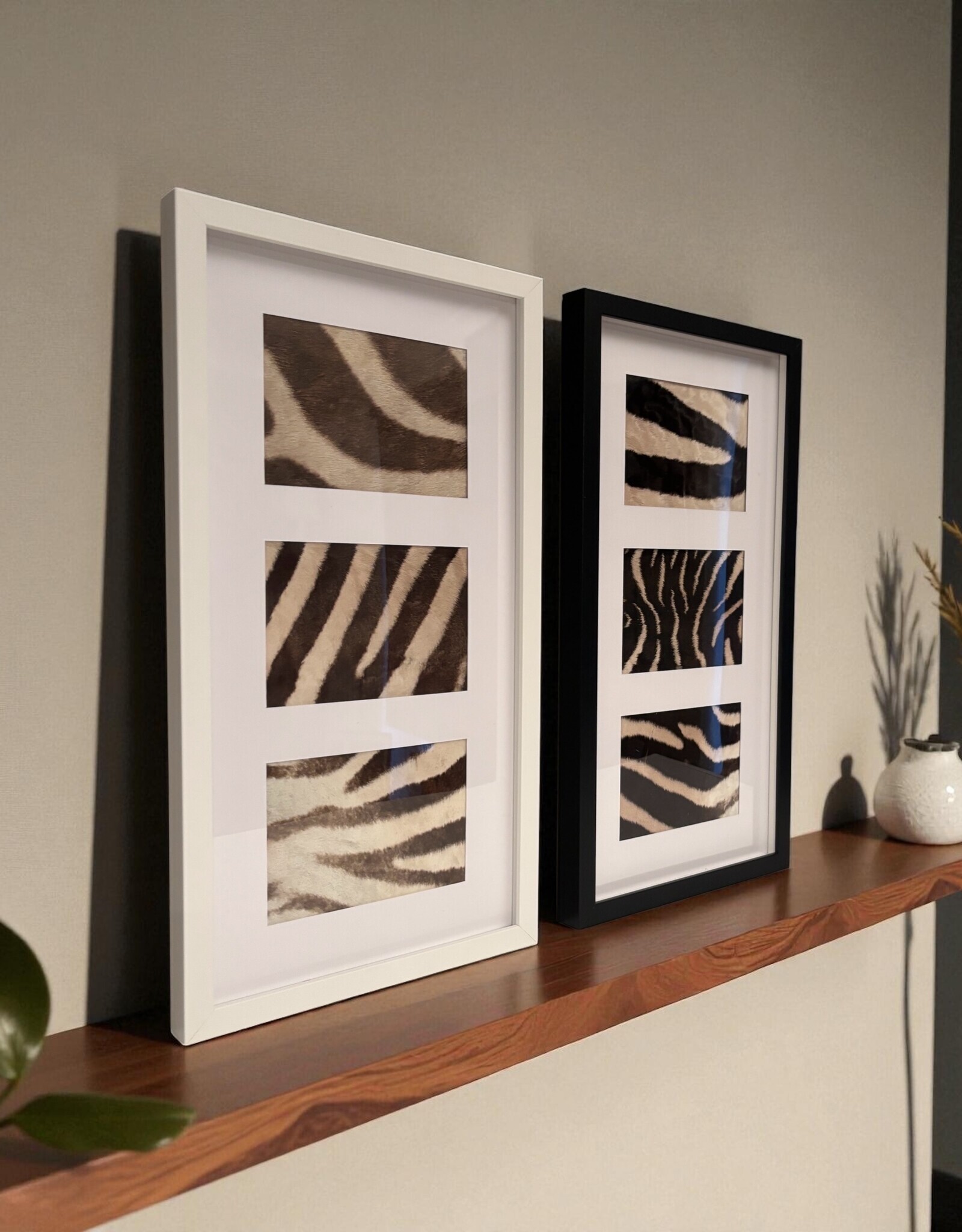 White Frame with Genuine Zebra Hide – Elegant & Unique
