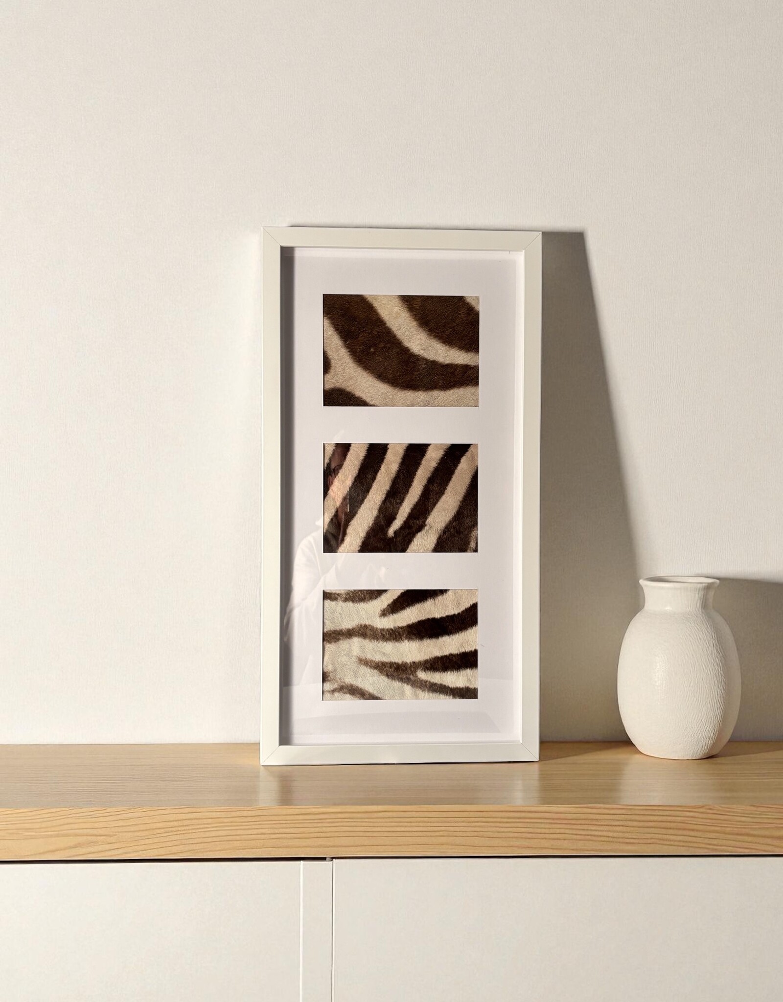 White Frame with Genuine Zebra Hide – Elegant & Unique