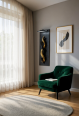 Design Object with Kudu Horns – Black & Gold on Burnt Wood, with LED Lighting This exceptional wall piece is a play of contrast and harmony.