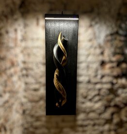 Kuduhorn Wandskulptur edel und einmalig, Gold / Schwarz, mit Beleuchtung