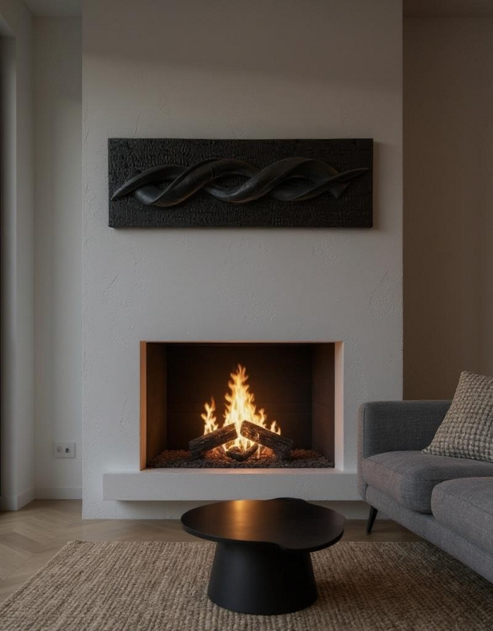 Design Object with Genuine Kudu Horns – Mounted on Burnt Wood