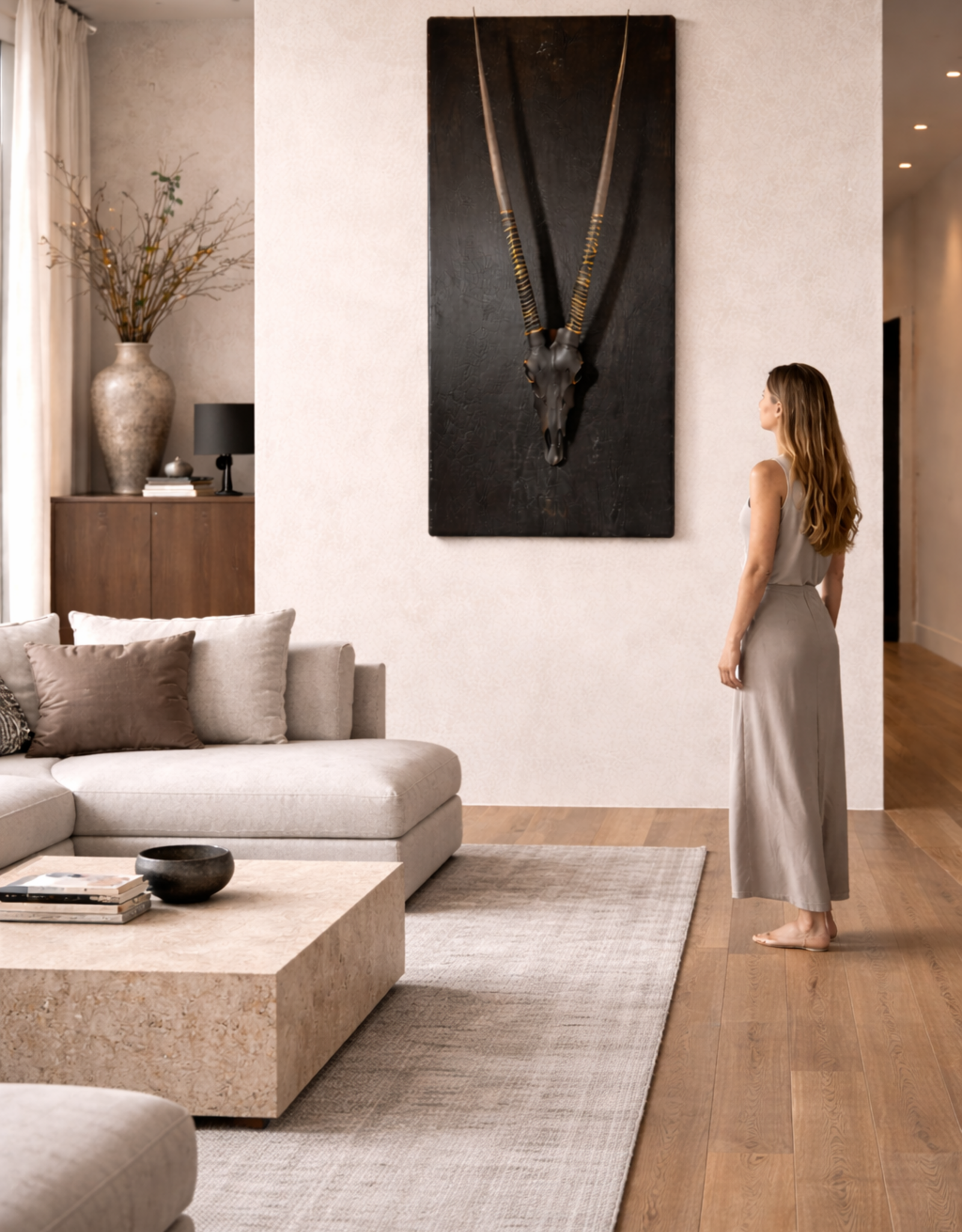 Oryx Wall Sculpture on Solid Oak Panel – Large-Scale One of a Kind Piece