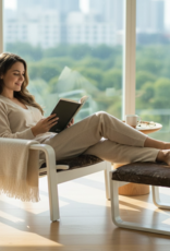 Designer armchair with stool covered with genuine Nguni furFinnish mid-centre Pulkka armchair with footstool by Ilmari Lappalainen for Asko, 1960s, set of 2