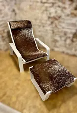 Designer Sessel mit Hocker bespannt mit echten NgunifellFinnischer Mid-Center Pulkka Sessel mit Fußhocker von Ilmari Lappalainen für Asko, 1960er, 2er Set