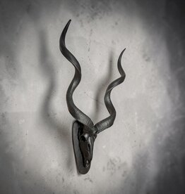 Large Black Kudu Horn Wall Decor – Majestic 95 cm Kudu Horns, Modern African Wall Art, Matte Black Horn Sculpture