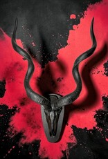 Large Black Kudu Horn Wall Decor – Majestic 95 cm Kudu Horns, Modern African Wall Art, Matte Black Horn Sculpture, Rustic Burnt Wood Mount