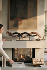 Kudu horn partly ground double on metal stand  - Copy