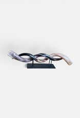 Kudu horn partly ground double on metal stand  - Copy