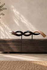 Kudu horn partly ground double on metal stand  - Copy