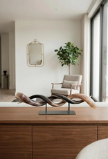 Kudu horn partly ground double on metal stand  - Copy